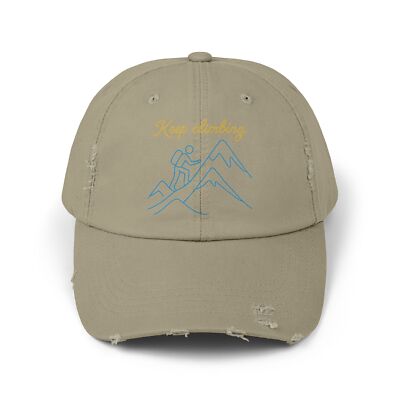 Unisex Distressed Hat Monoline Mountain Walk  Keep Climbing 
