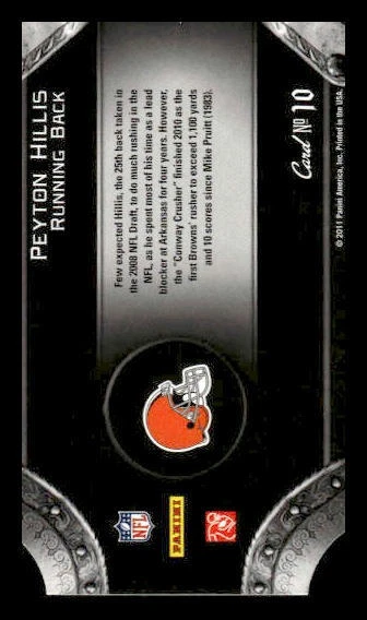 2011 Panini Crown Royale #10 Peyton Hillis Majestic Cleveland Browns - Image 2 of 2