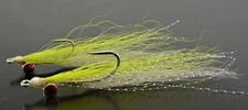 6ct - Chartreuse & White Clouser Minnow Flies - Mustad Saltwater Duratin Hooks