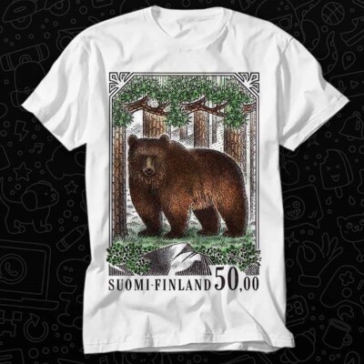 1989 Finnland Braunbär Briefmarke T-Shirt 531