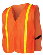 NEW HI-VIS GENERAL PURPOSE SAFETY/TRAFFIC VEST LIGHTWEIGHT ORANGE MESH W STRIPES
