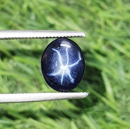 2.83 Ct Blue Star Sapphire Oval Cabochon 6 Rays Lab Grown Loose Gemstone 10x8 MM - Picture 2 of 4