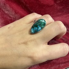 Turquoise Stone Silver Artisan Handmade Ring Size 8