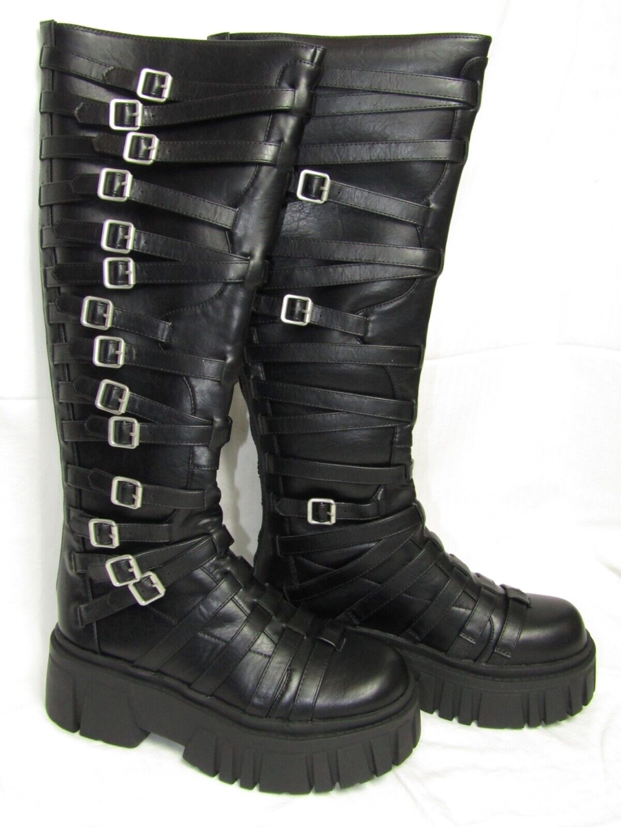 Darker Wavs Vegan Leather Knee High Modulation Critic Boot Sixe 9