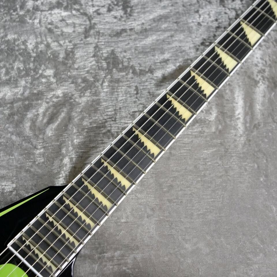 EDWARDS E-ALEXI GREENY Black Lime Green Pinstripe & Skull Electric