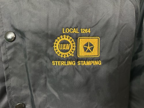 UAW Sterling Stamping Local 1264 Satin Bomber Jacket XL Black Chrysler Dodge Vtg - Picture 2 of 16