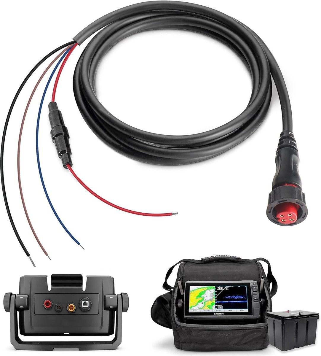 For Garmin echoMAP Chirp/Plus 4-pin 6ft Threaded Power Data Cable