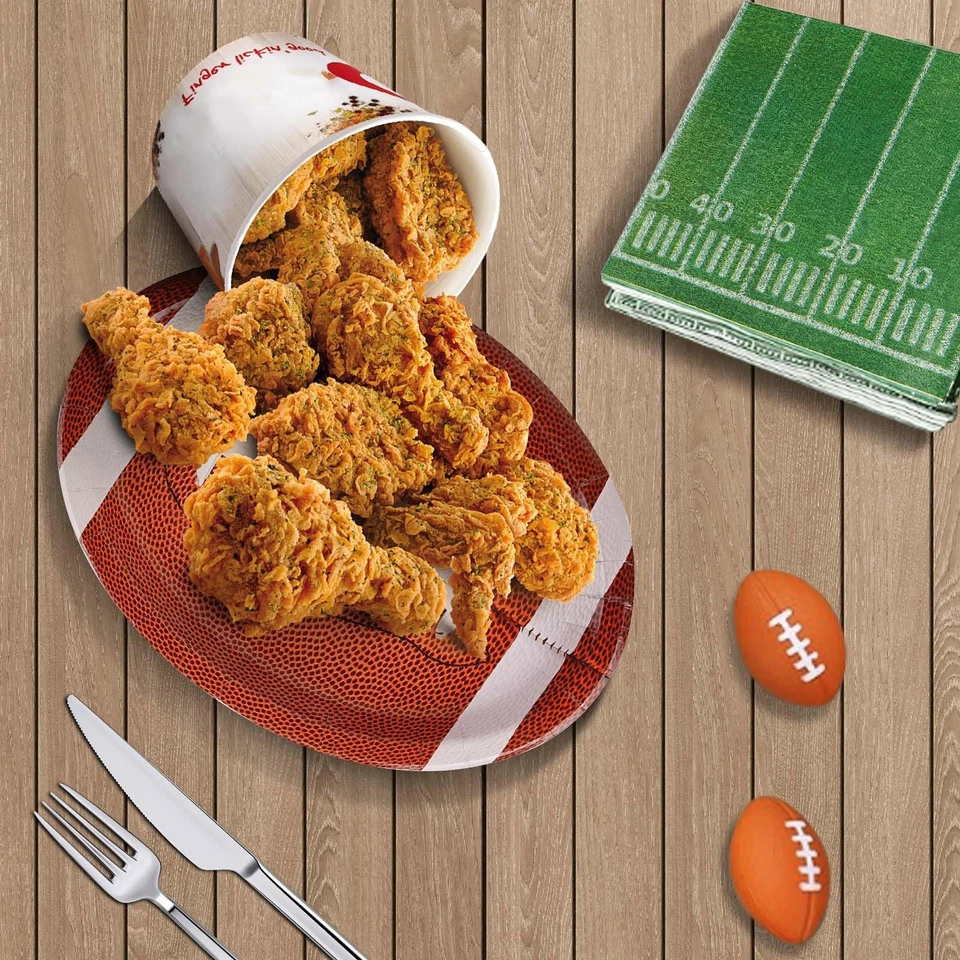 80 PIEZAS Platos de Papel Ovalados de Fútbol, Papel Desechable en Forma de Fútbol Snack Pla... Foto 4 de 4