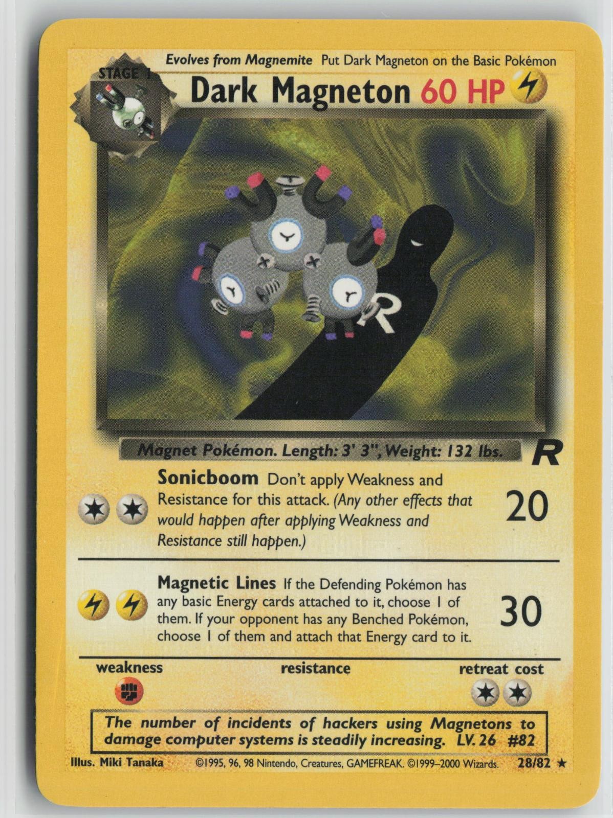 Dark Magneton 28/82 Rare Team Rocket Pokemon Unlimited Moderately Played