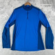 MOUNTAIN HARDWEAR Base layer Shirt, Men's M, Blue 1/4 Zip Outdoor Activewear