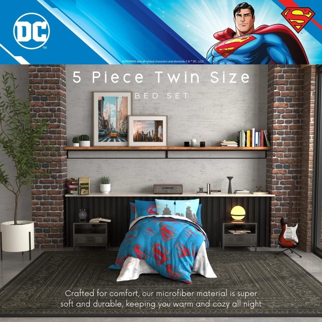 Superman Shield Reversible Comforter, Bedding Set
