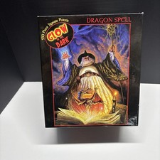 Ceaco Glow In the Dark Dragon Spell 550 Piece Puzzle 24"x18" Wizard NOS Sealed