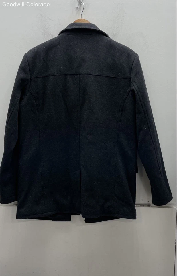 Kenneth Cole Reaction Mens Black Wool Blend Snap Front Jacket Size Medium - Image 2 of 4