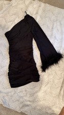 Windsor Night Out Black One Sleeve with Feather Trim Size Small