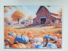 Cutting Board Glass 8"×11" Countertop " Farm Fall Harvest " Themed New in Box