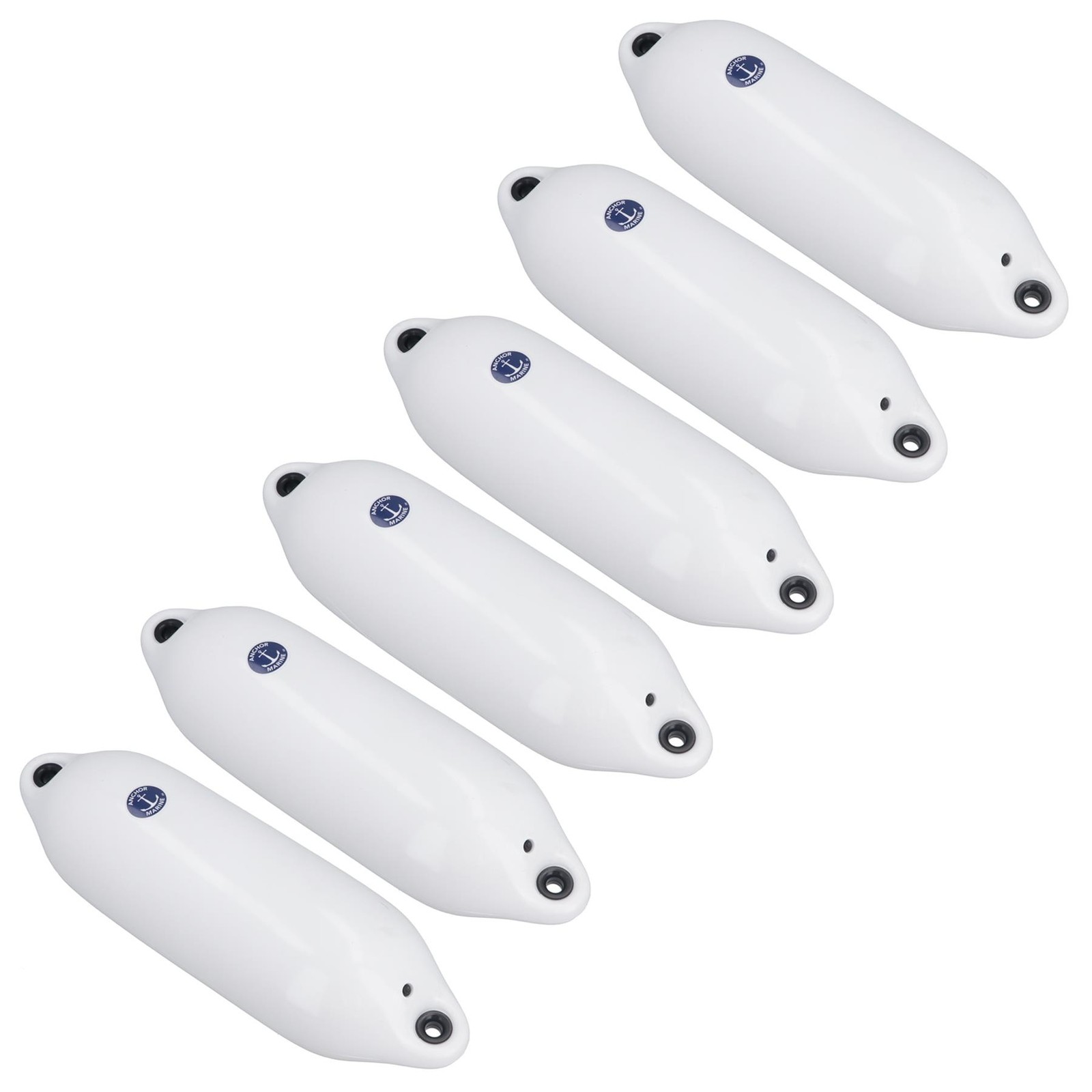 Boat Fender White Anchor Marine 6pk 11cm x 40cm Yacht Bumper Mooring Buoy