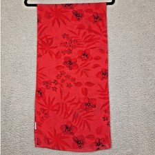 Vintage Scarf Womens Red Floral Botanical Sheer Chiffon 13 in x 52 in