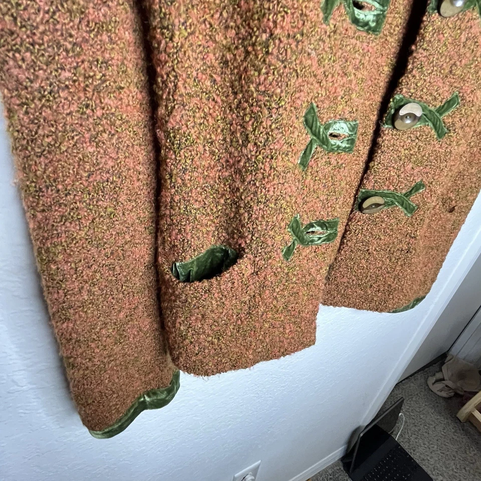 Suéter HWR Naranja Quemado Abotonado Talla Grande Mezcla de Lana Anthropologie Foto 3 de 4