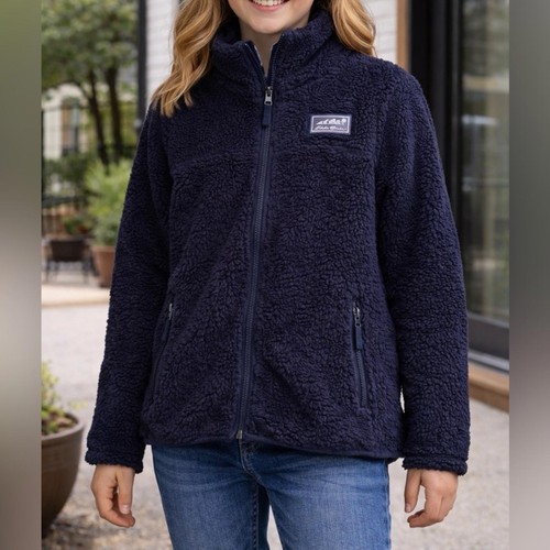 Eddie Bauer Sherpa Fleece Jacket Youth M 10 12 Navy Full Zip Cozy