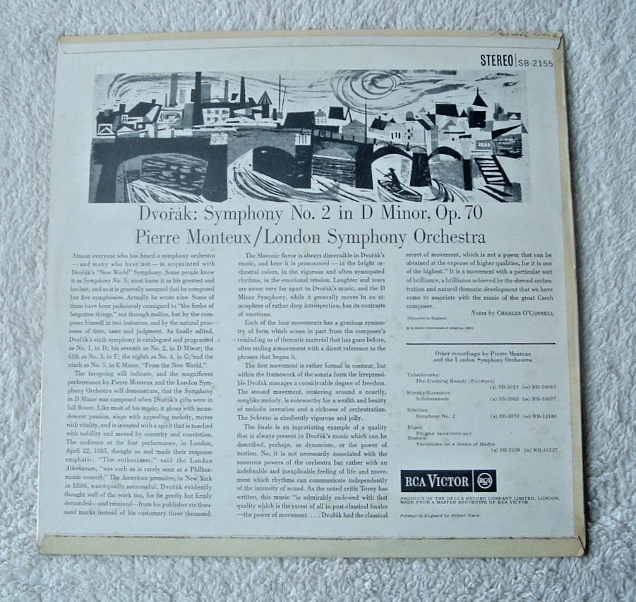 RCA Stereo WBG Red label: MONTEUX/LSO Dvorak Symphony No 2/SB-2155 (1961) NMint - Image 2 of 3