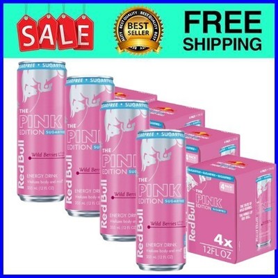 Red Bull Pink Edition Sugarfree Wild Berries 12 oz 4-Pack 4-Pack Ships from USA