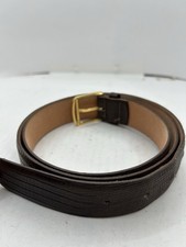 Made in the USA lizard grain cowhide leather brown textured belt floral gold 36