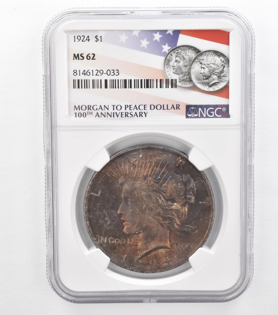1924 Year Grade MS 62 NGC Certified Peace Dollars (1921-1935) for