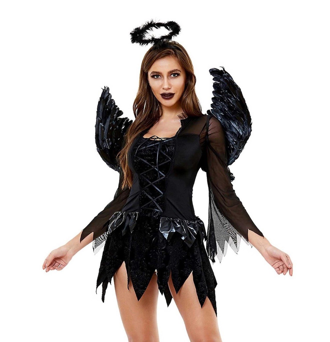 Fallen Angel Plus Size Costume Black 3XL 16/18 See Measurements | eBay