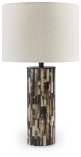 Signature Design by Ashley Contemporary Ellford Table Lamp Black/Brown/Cream
