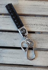 Produktbild - DODGE Schlüsselanhänger Schwarz/Chrom – Geflochtenes Band – Edles Design