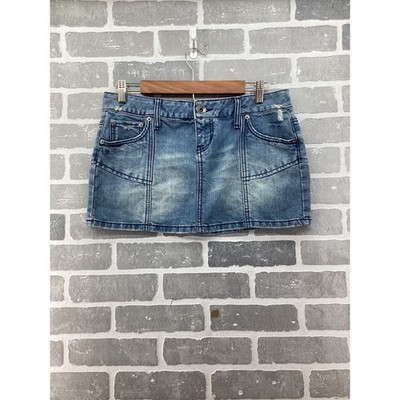 SO Wear It Declare It Denim Mini Skirt Medium Wash Y2K Low Rise Size 9