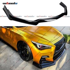 For 18-24 Infiniti Q50 Sport Winglet Style Front Bumper Lip Splitter Gloss Black