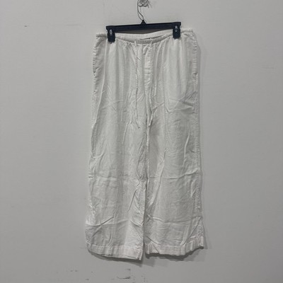 A New Day Pants Womens Medium White Lightweight Wide Leg Ankle 28 Inseam