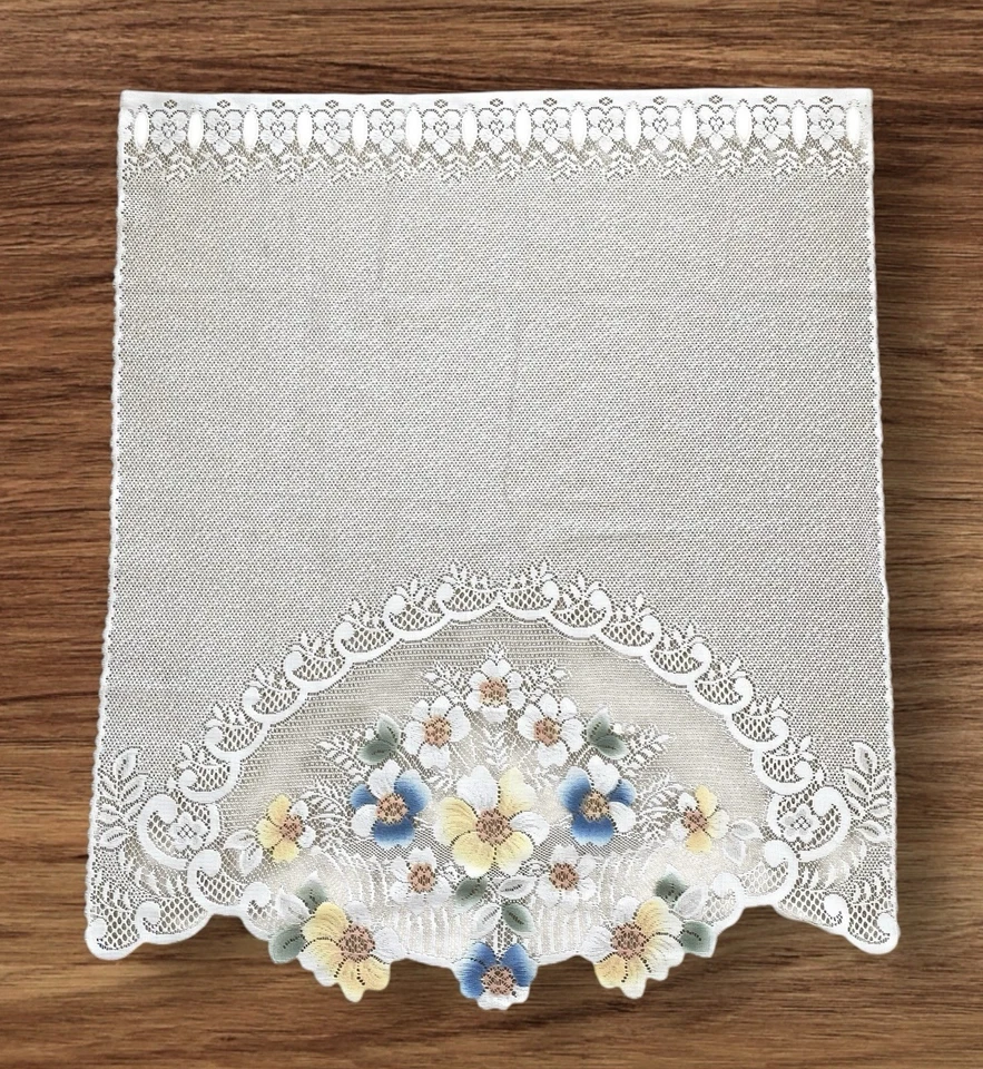 Juego de 5 Cortinas de Encaje Blanco Floral Flor Colorido Cottagecore Country Chic Foto 3 de 4