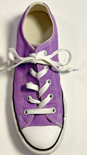 Girls Converse All Star Low Top Purple Sneakers Size 2 Youth Pre-Owned A12 - Picture 3 of 4