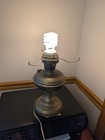 Floral White Glass Hurricane Shade Table Lamp Antique Brass Finish Corded — photo 5