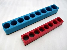 2x Mechanic's Time Savers Magnetic Socket Rack MTS Red Blue Made in USA