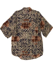 MANUEL RITZ PIPO Mens Short Sleeve Shirt Large Beige Floral IR04