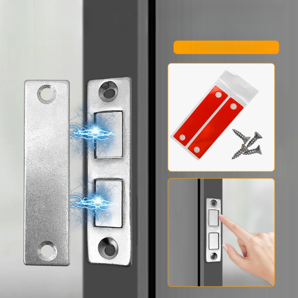Heavy Duty Magnetic Cabinet Door Stops 2 Pack for Secure Cabinet Closure