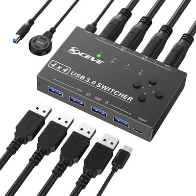 USB 3.0 Switch 4 PC, 4 In 4 Out USB Switch Selector für 4 Computer Share vier 
