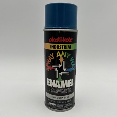 Vintage Plasti-kote OSHA Blue 2385N paper label Enamel Spray Paint Industrial