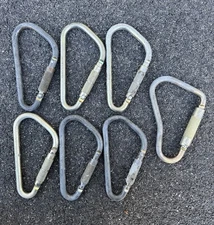 Lot (7) Large Omega Classified Locking Carabiners "D" Shaped Screw Lock