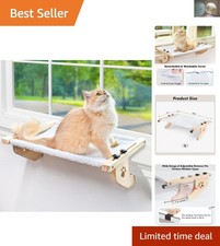 Sturdy Cat Sill Window Perch  Hammock for Large Cats - White Plush 24.4 inches