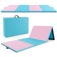 2 Inch Thick Portable PU Leather Exercise Mat w/ Handles, Hook Loop Fasteners