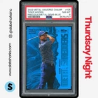 2022 SKYBOX METAL UNIVERSE CHAMPIONS TIGER WOODS BLUE PRECIOUS GEMS /50 PSA 8