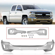 For 2016-2019 Silverado 1500 Chrome Front Bumper Face Bar w/Sensor/Fog Lamp Hole