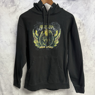 Santana Africa Speaks Hoodie Sweatshirt Mens Medium Black 