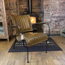 Rustic Brown Leather Chair - Vintage Style Armchair - Quality Genuine Leather