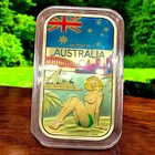 'Welcome to Australia' NSFW Babe  1 oz .999 Fine Enameled Silver Bar CMG Mint