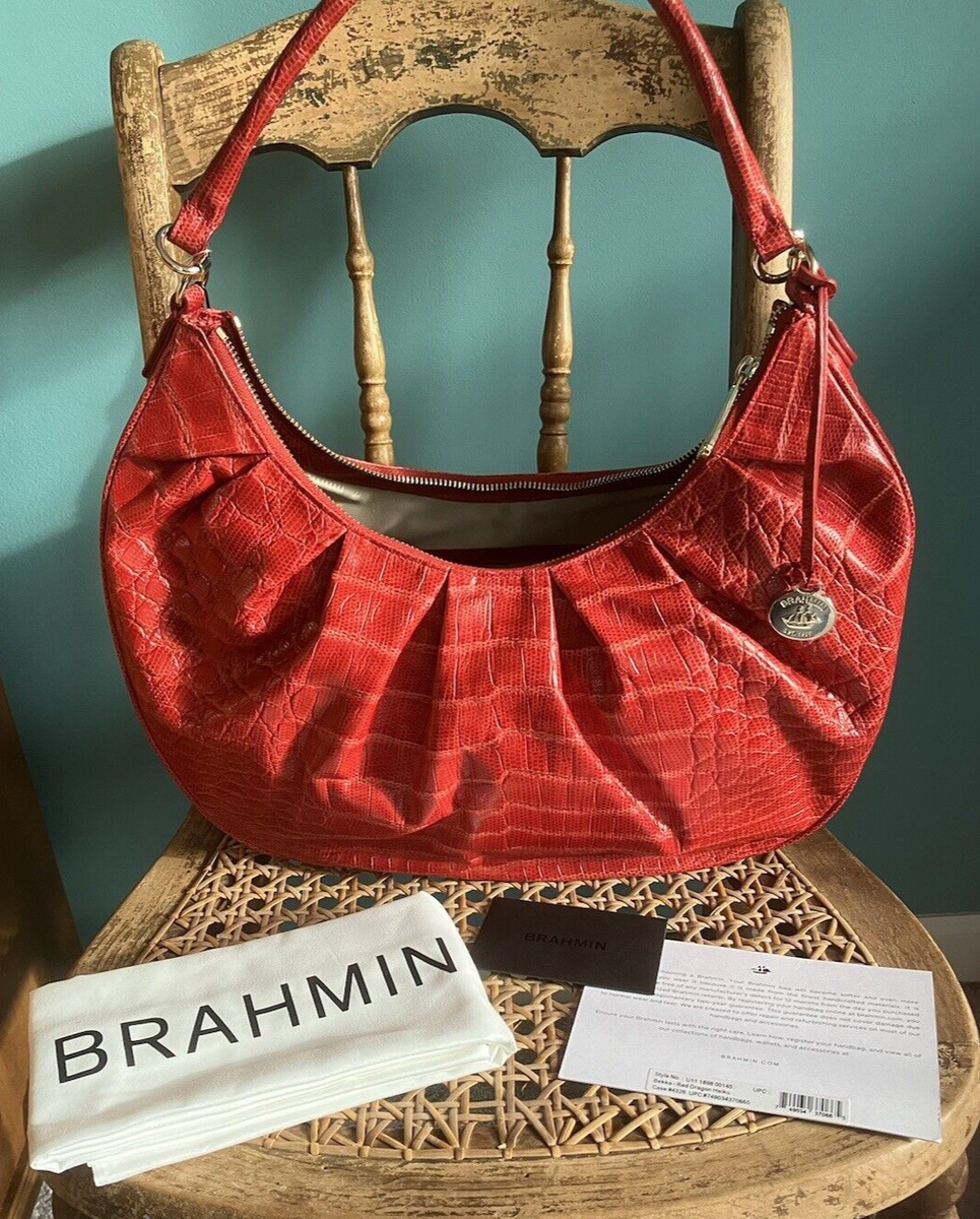Shoulder Bag Red Brahmin Bag BRAHMIN Large Red Croc Embossed